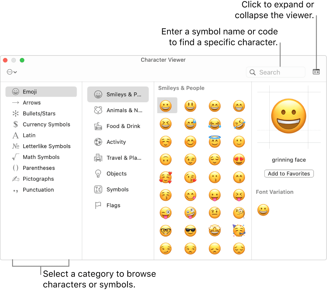 emoji character viewer