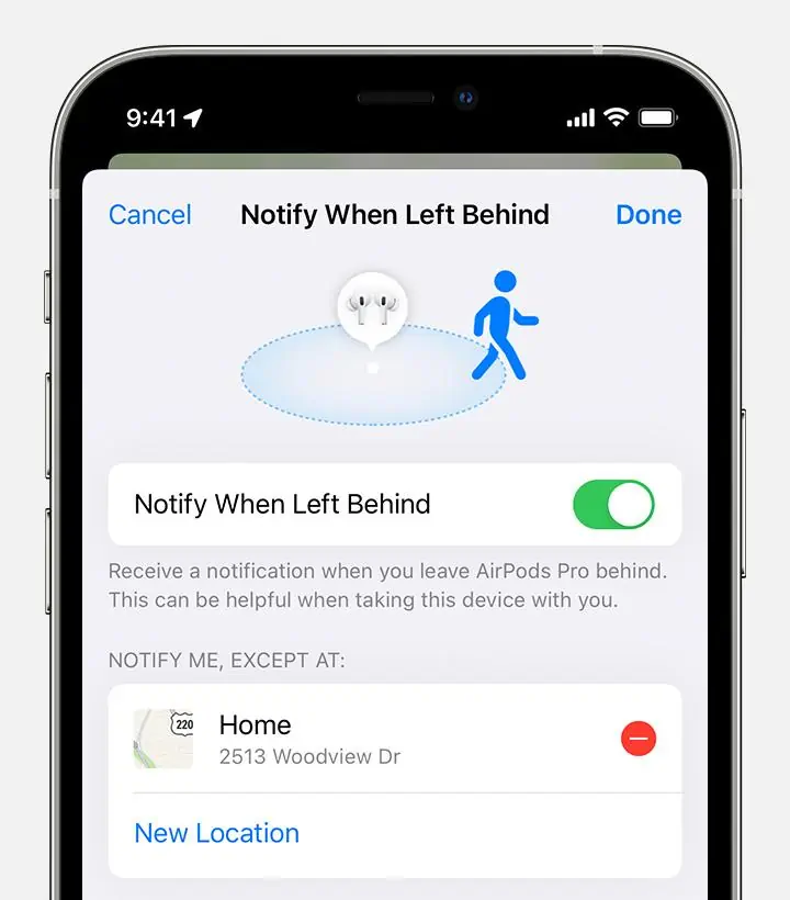 Use the Find My app to play an alert if you leave your AirPods behind