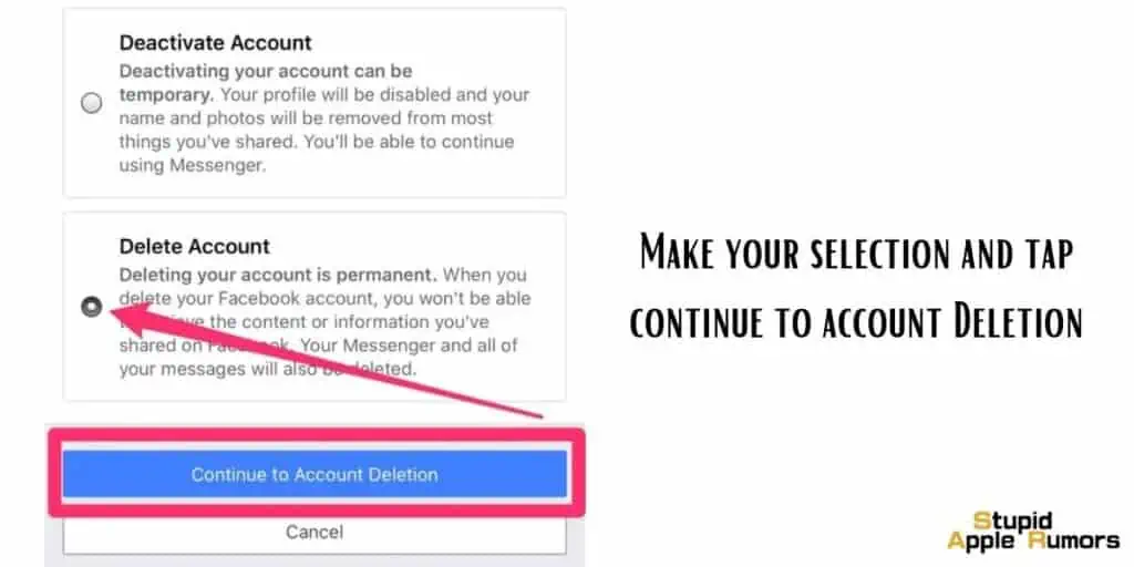 How to Delete my Facebook Account on iPhone