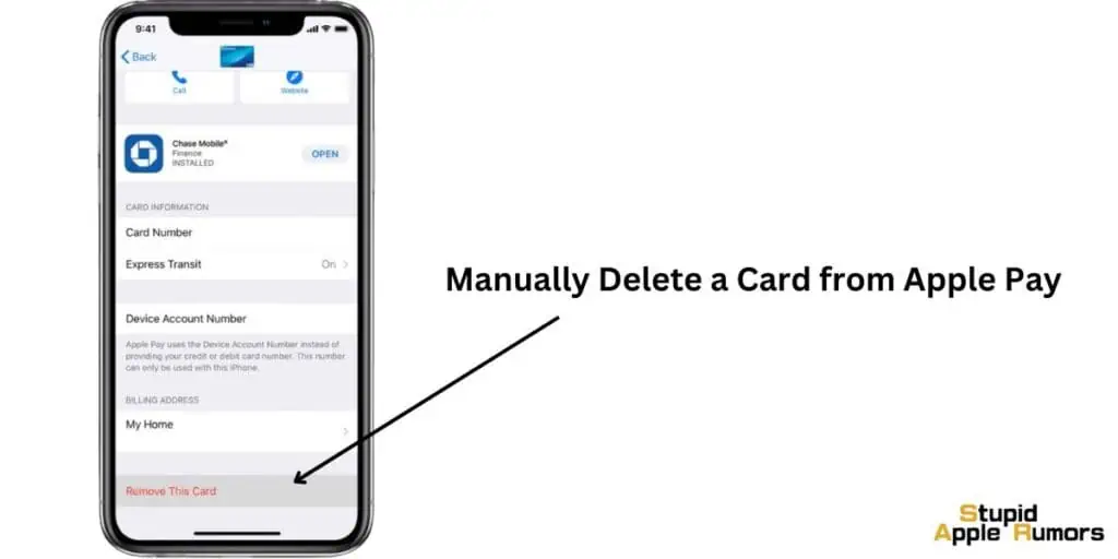 how to manually remove a lost or expired card from apple pay