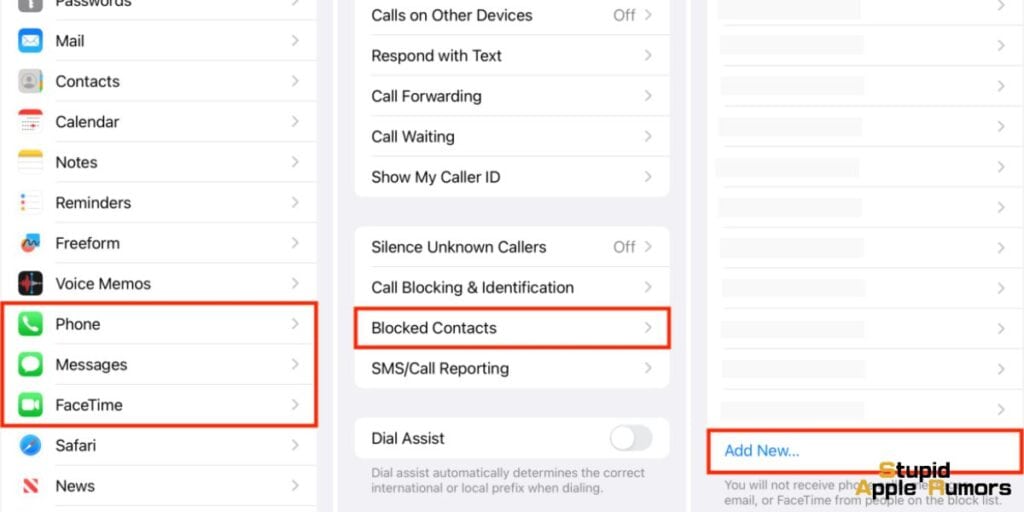 How to Add Contacts to iPhone Blocked List from the Settings App?