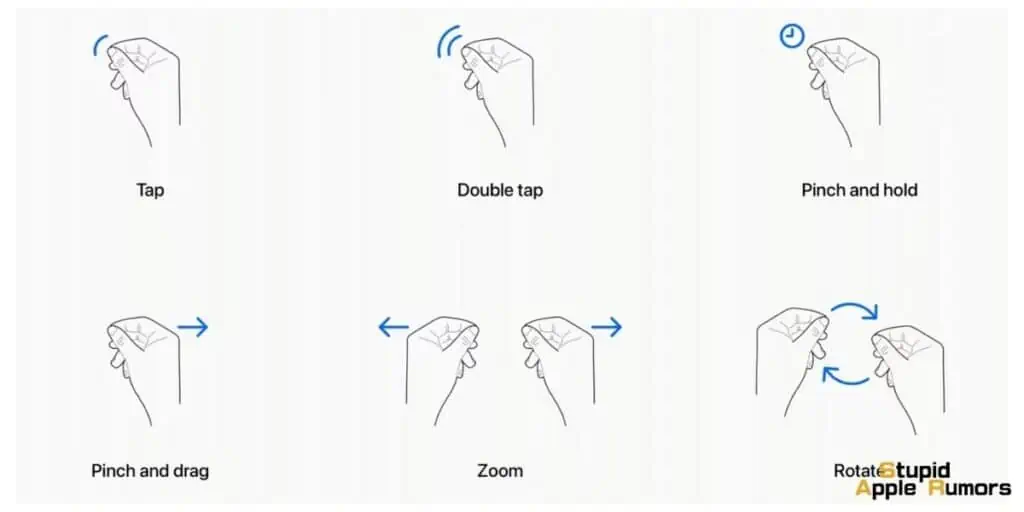 Different hand gestures with Apple's Vision Pro