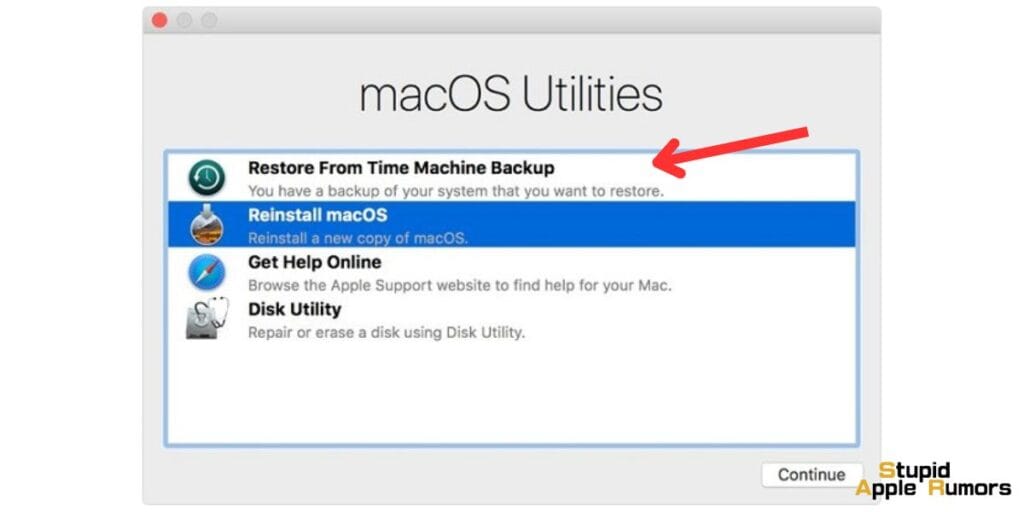 how to Use Time Machine Backup to fix MacBook Stuck in Recovery