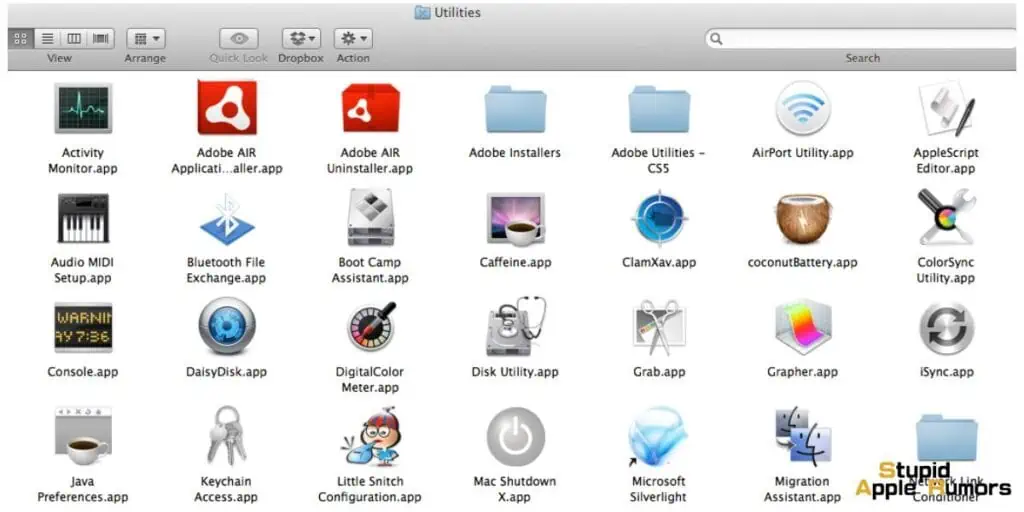 Where is the Utilities folder on Mac?