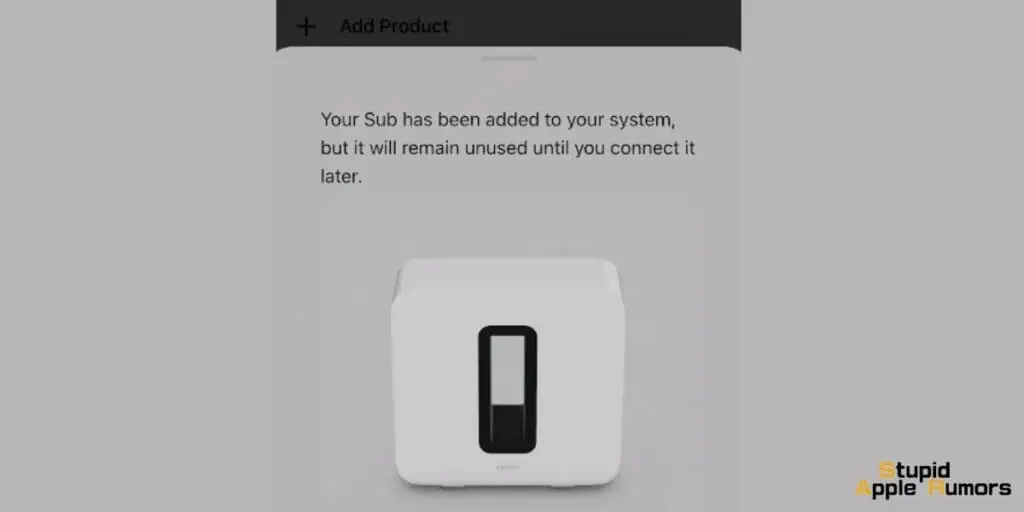 Adding Another Sonos Sub to apple tv